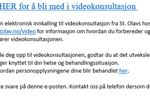Bilde av hvor du skal trykke for å delta i videokonsultasjon.