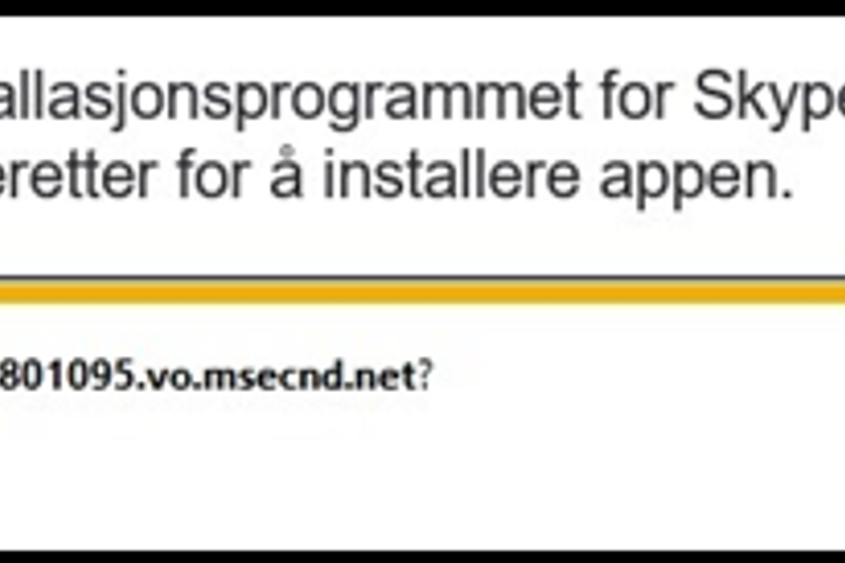 Skjermdump av om du vil installere skype